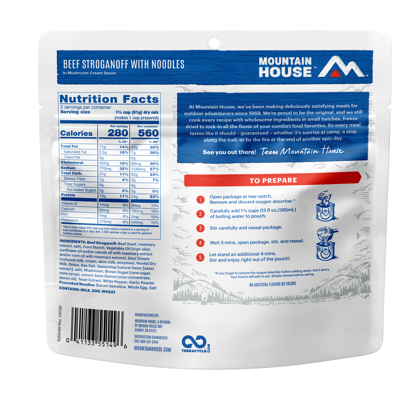 Beef Stroganoff with Noodles freeze dried food - Mountain House