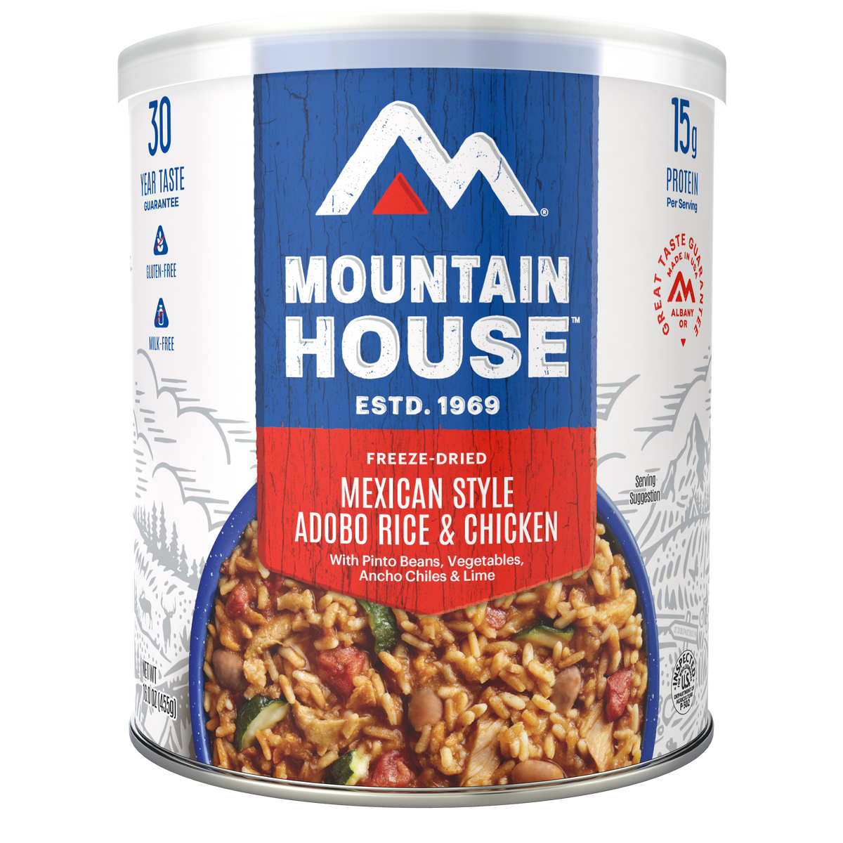 Mexican-Style Adobo Rice with Chicken freeze dried food in a #10 can - Mountain House
