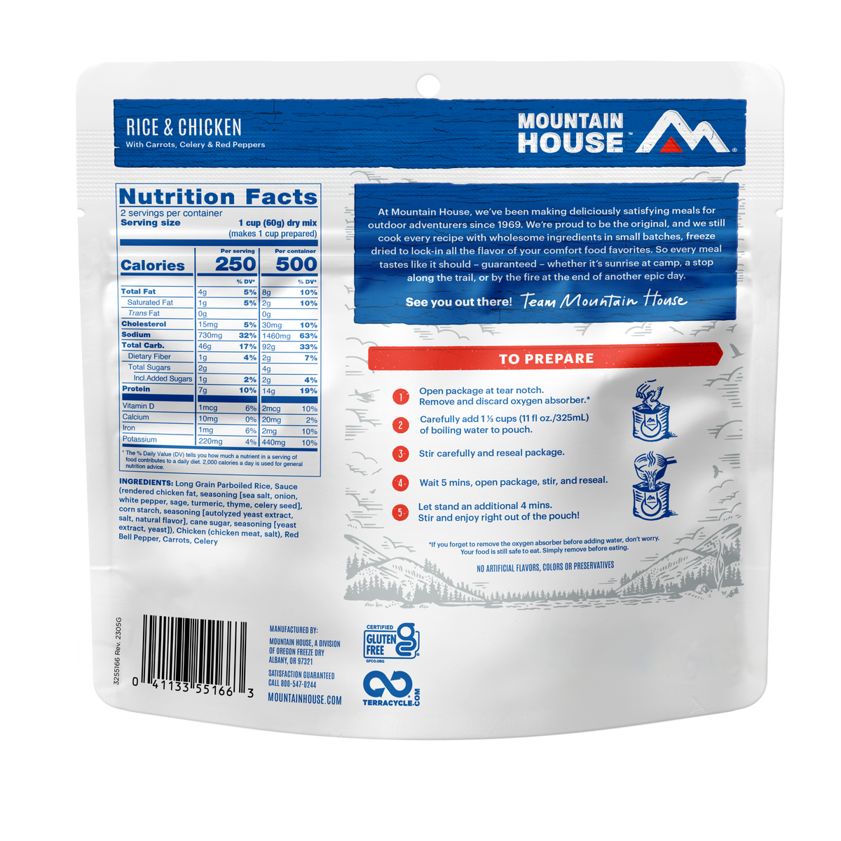 Rice & Chicken freeze dried food in a pouch - Mountain House
