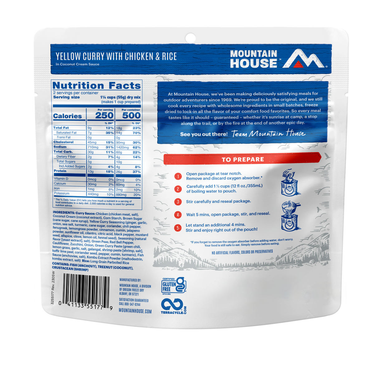 Yellow Curry with Chicken & Rice freeze dried food - Mountain House