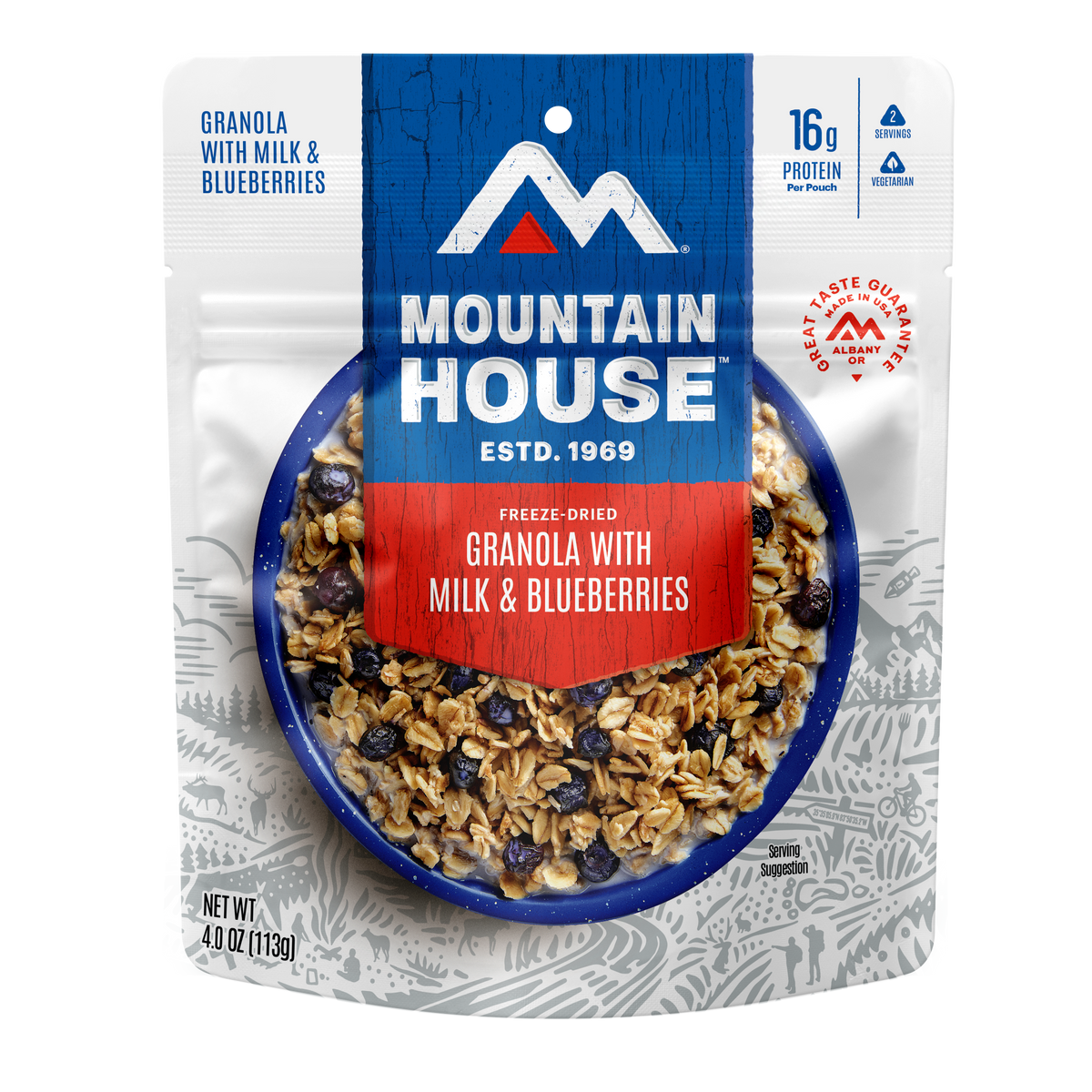Granola with Milk and Blueberries freeze dried food - Mountain House