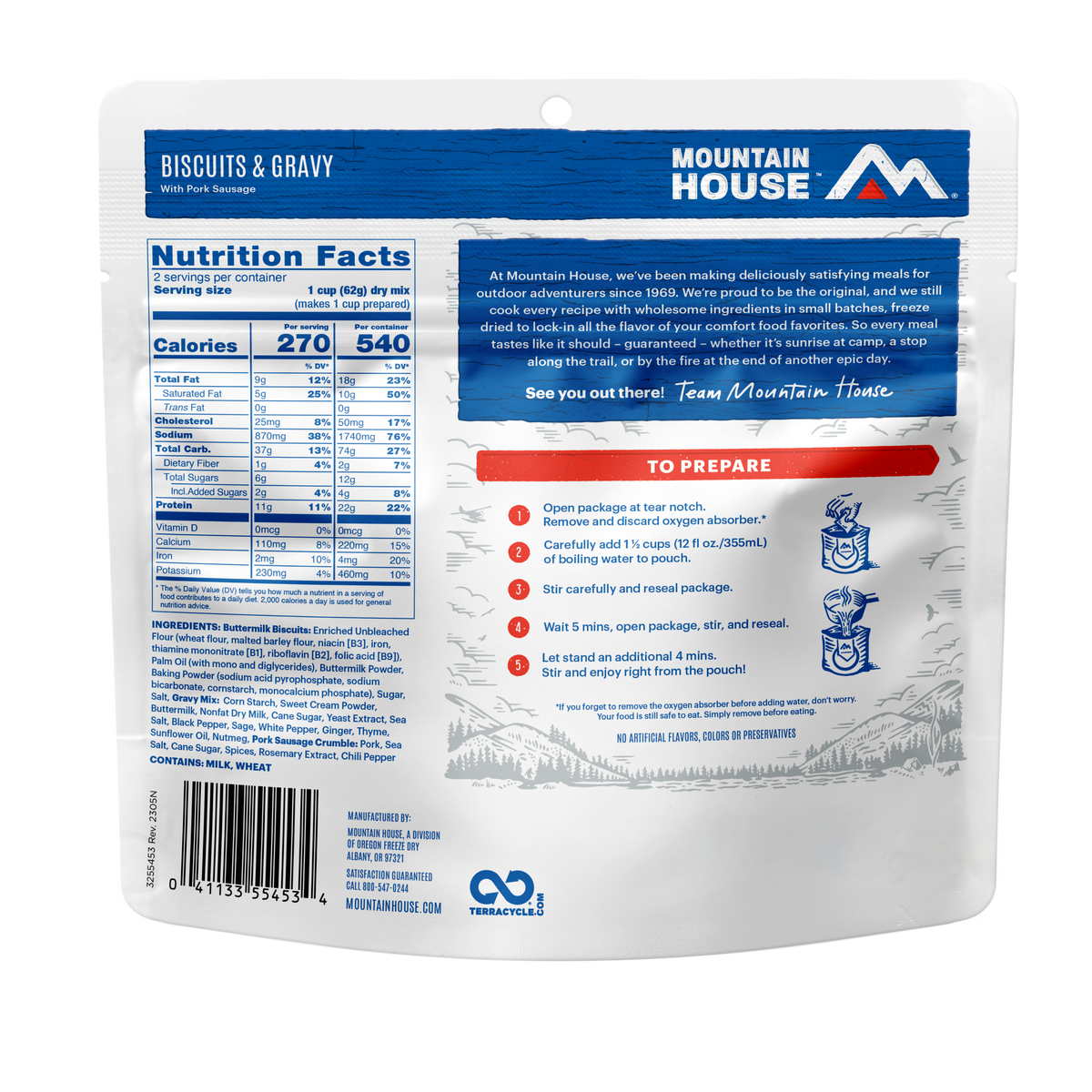 Biscuits and Gravy freeze dried foods - Mountain House