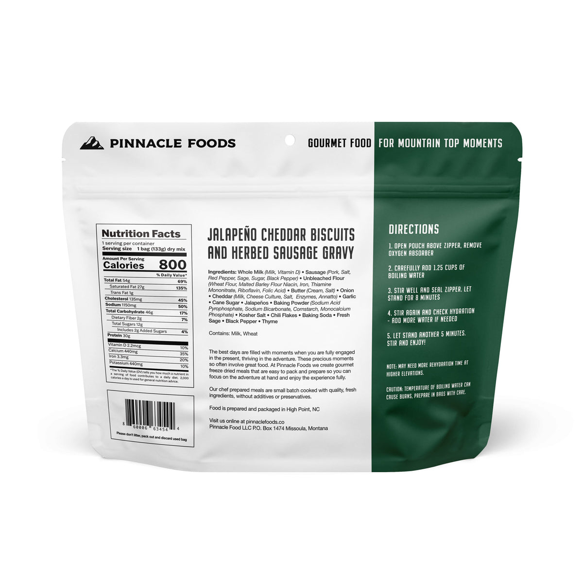 Jalapeno Cheddar Biscuits and Herbed Sausage Gravy Freeze Dried Meal - Pinnacle Foods